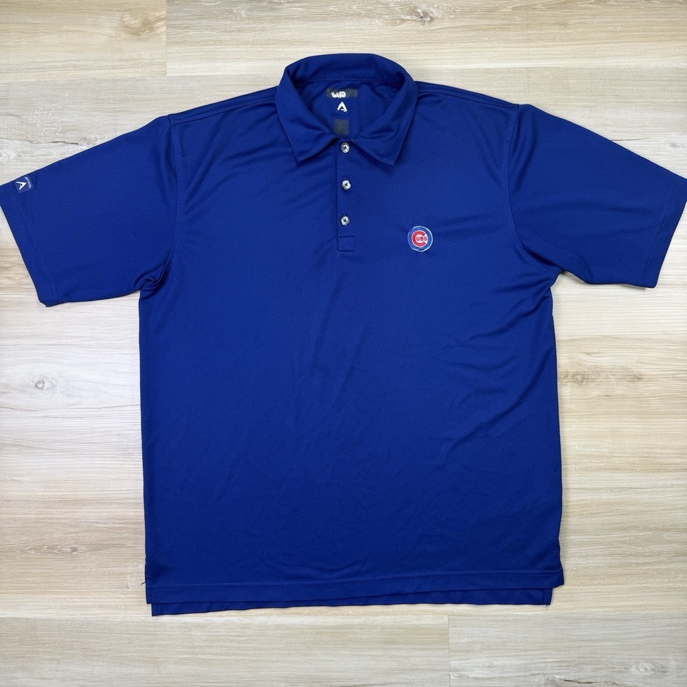Chicago Cubs Golf Polo Shirt Mens Large Polyester Short Sleeve Stitched Logo MLB